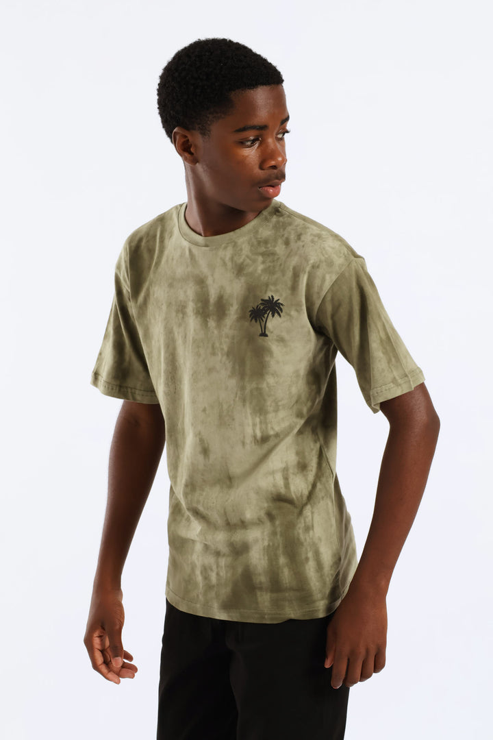 Boys Spectra Dye Palm Oversized T-Shirt - Olive