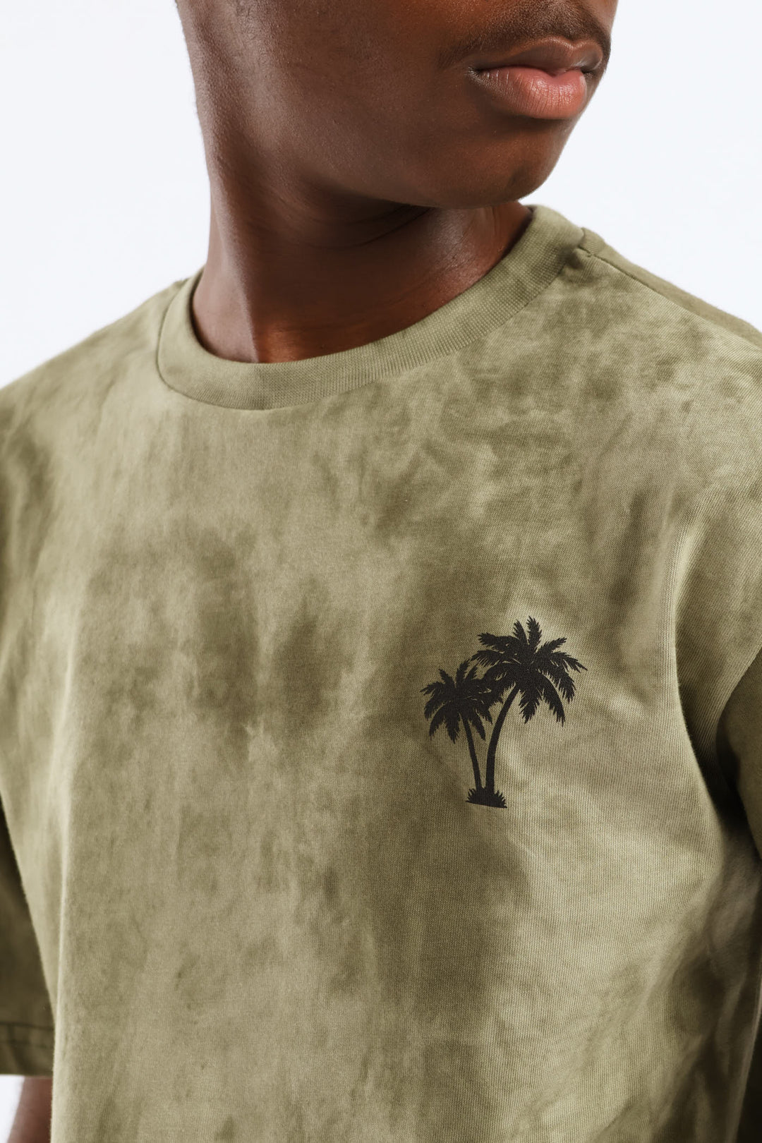 Boys Spectra Dye Palm Oversized T-Shirt - Olive