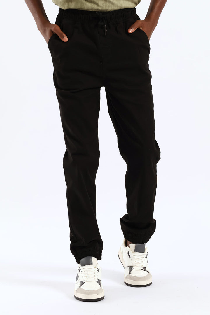 Boys Cotton Twill Jayson Jogger - Black