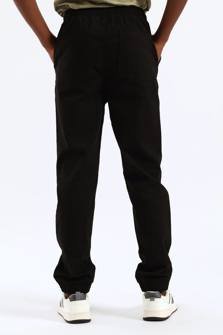Boys Cotton Twill Jayson Jogger - Black