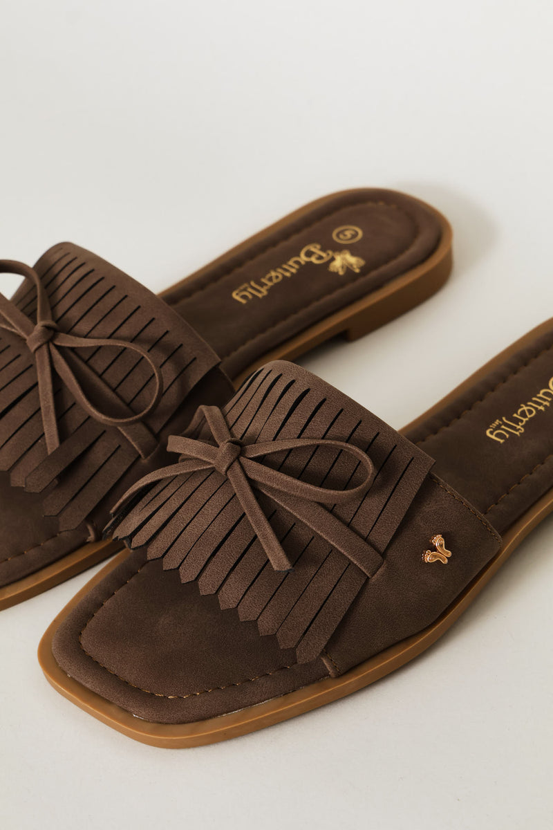 Fringed Sandal - Chocolate