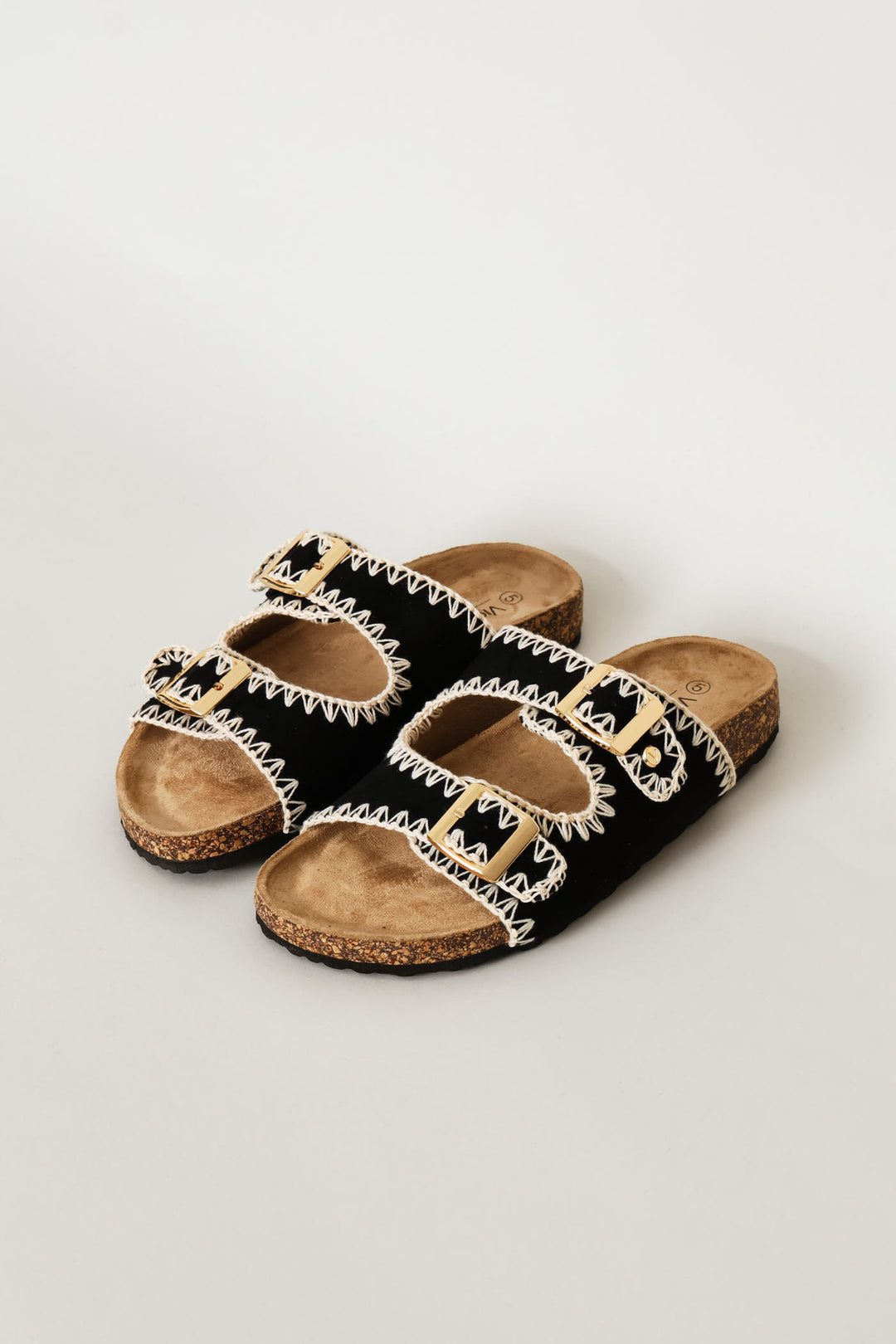 Sticthed Detail Sandal - Black