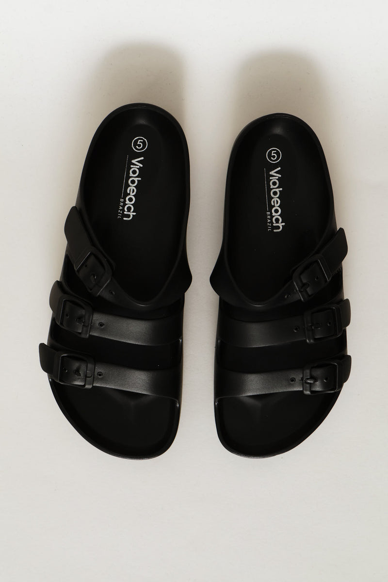 Tripple Strap Sandal - Black