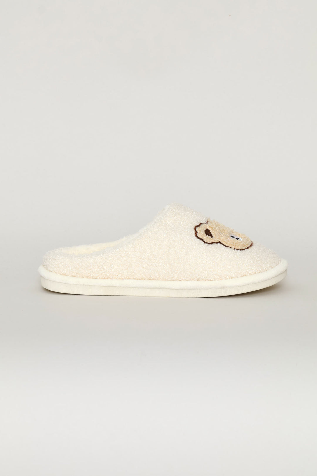 Bear Face Closed Toe Slipper - Beige