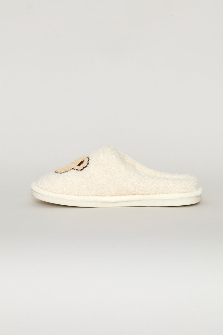 Bear Face Closed Toe Slipper - Beige