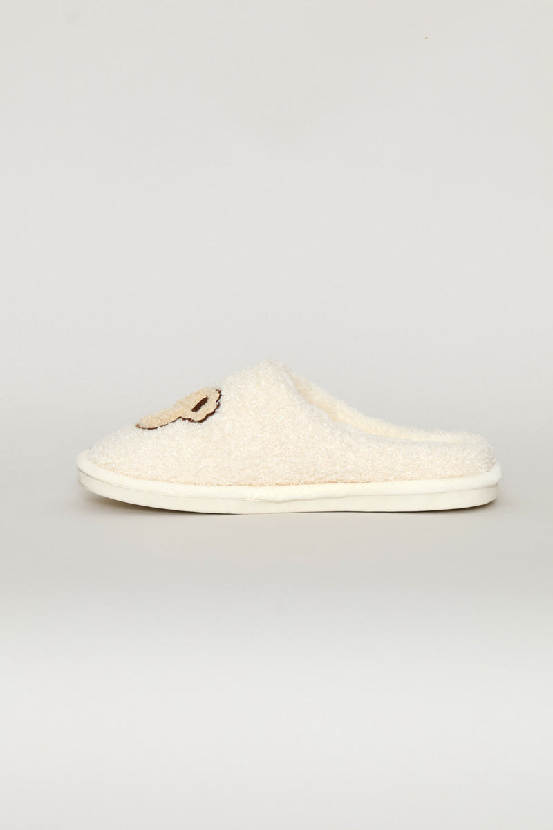 Bear Face Closed Toe Slipper - Beige