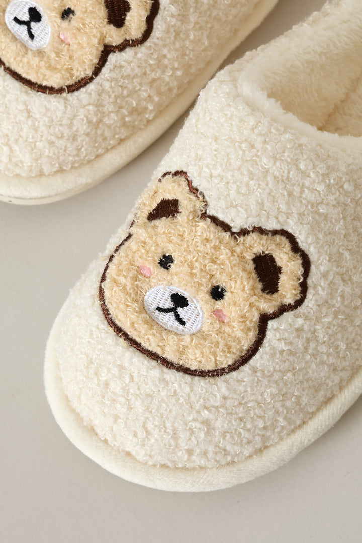Bear Face Closed Toe Slipper - Beige
