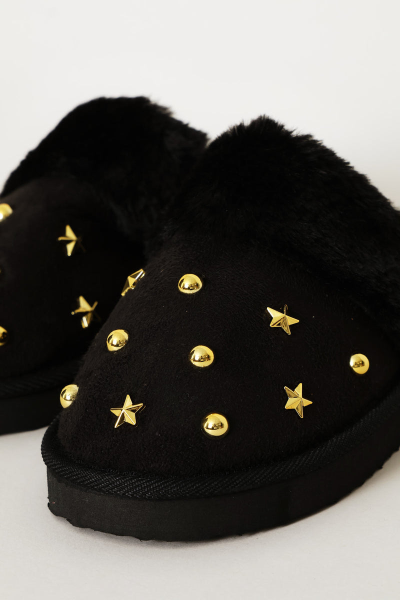 Multi Trim Flatform Slipper - Black