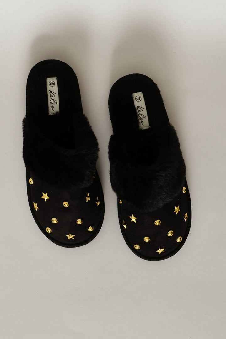 Multi Trim Flatform Slipper - Black