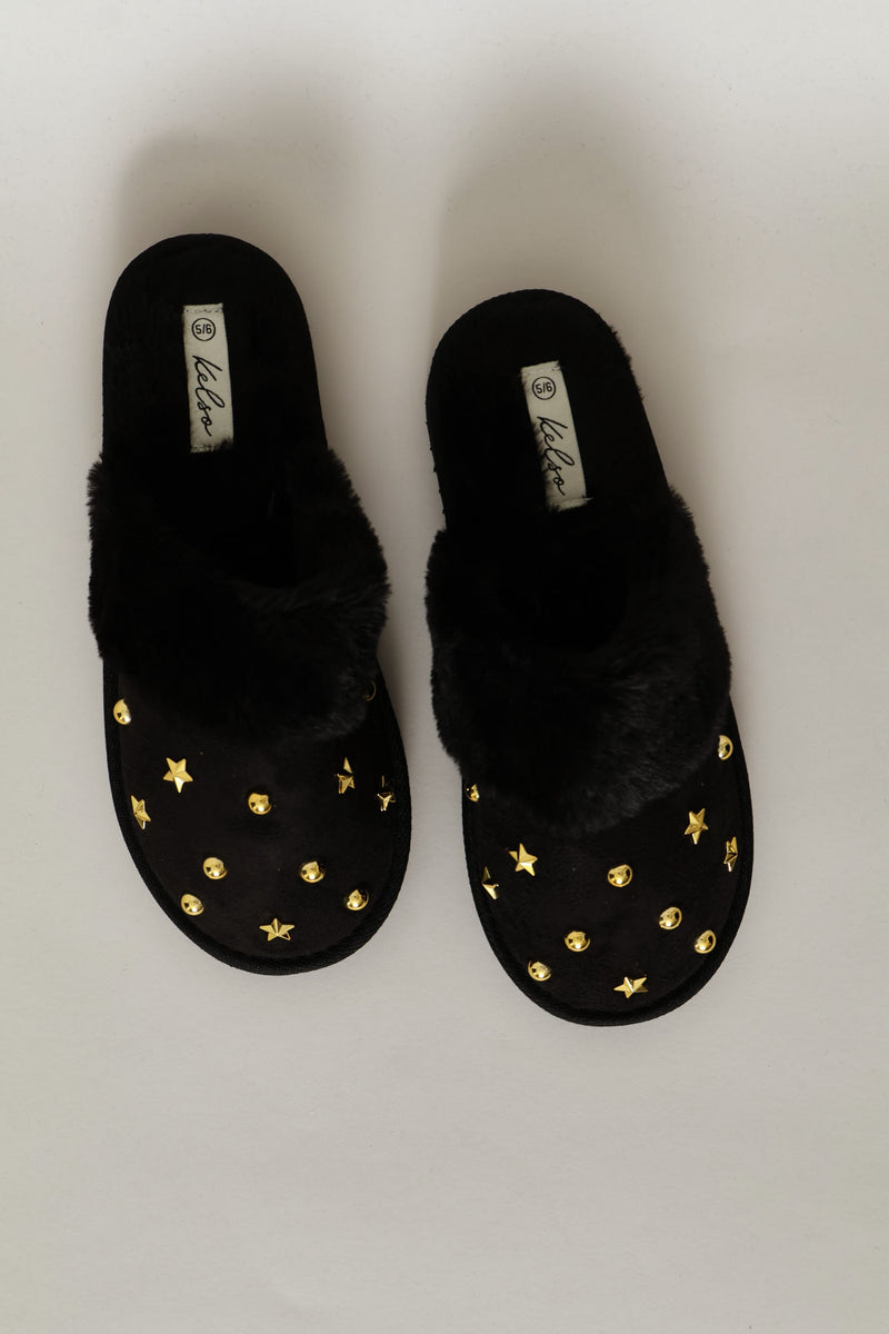 Multi Trim Flatform Slipper - Black