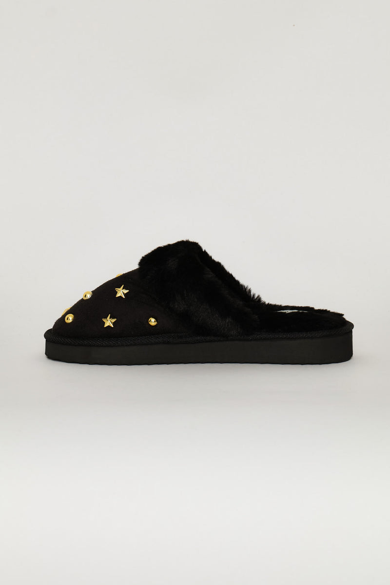 Multi Trim Flatform Slipper - Black