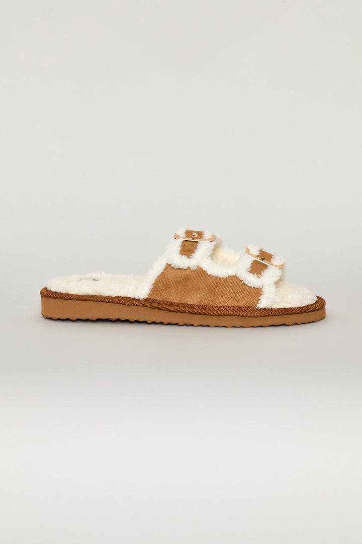 Double Buckle Slipper - Natural