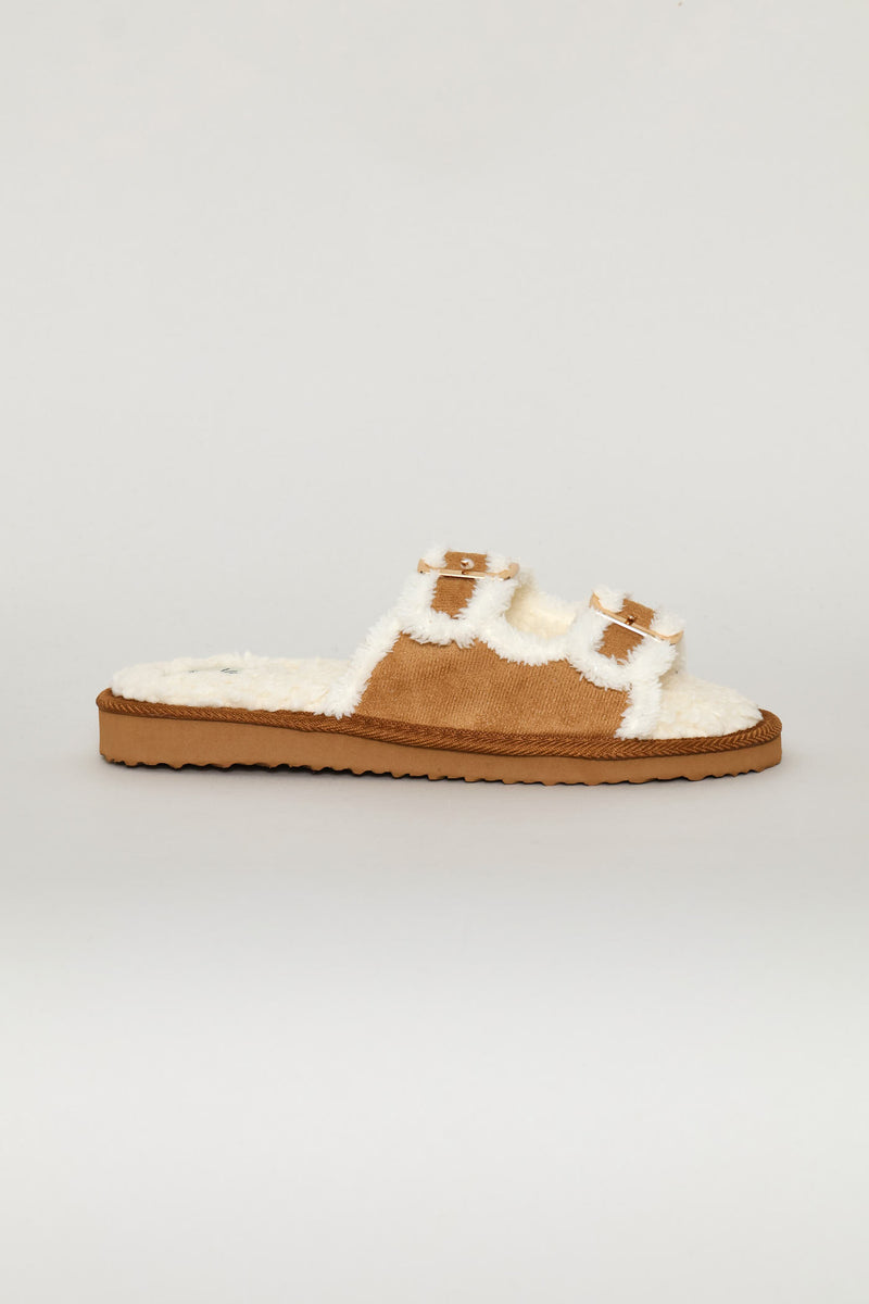 Double Buckle Slipper - Natural