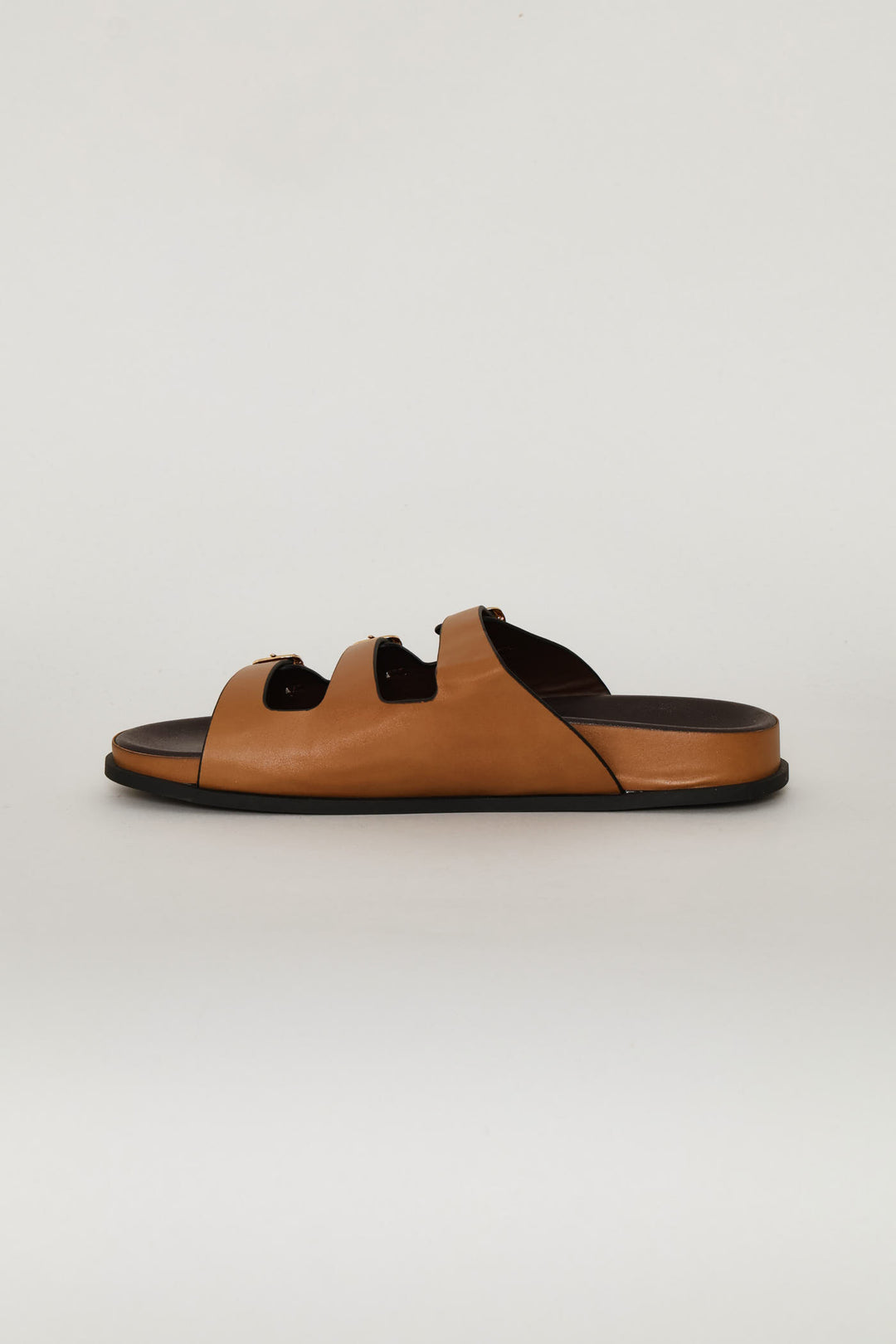 Three Buckle Strap Slide - Tan