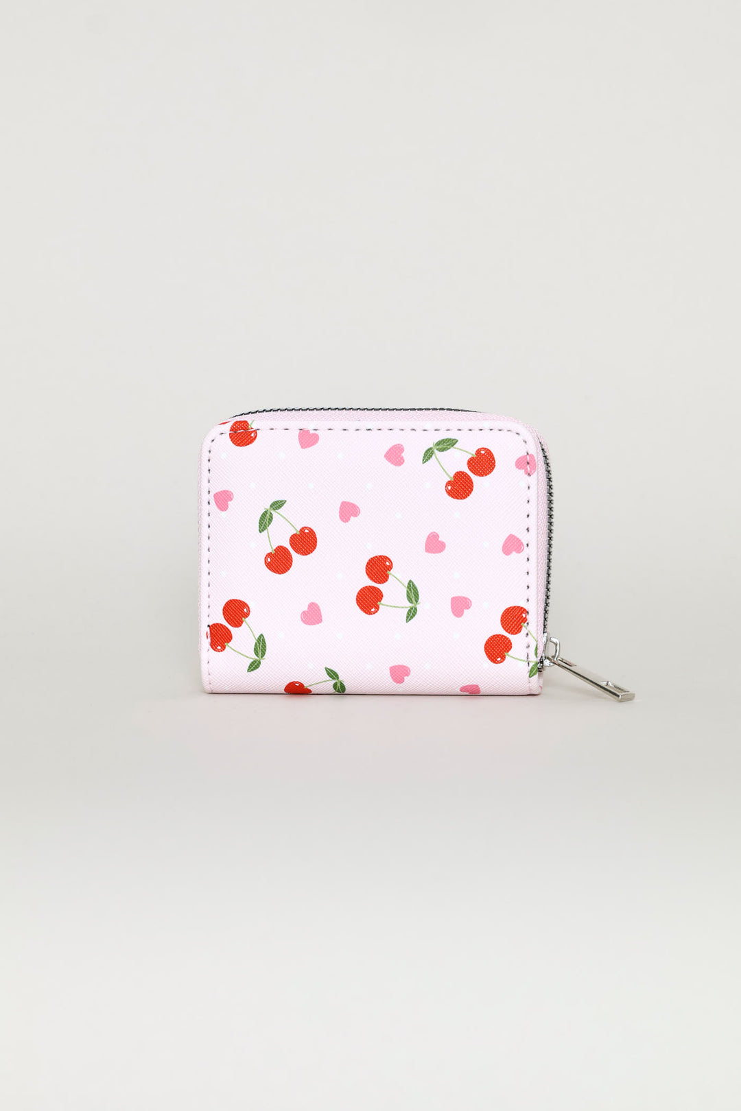 Cherry Hearts Small Zip Around Purse - Pink