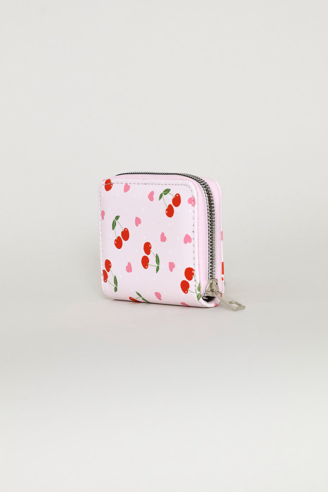 Cherry Hearts Small Zip Around Purse - Pink