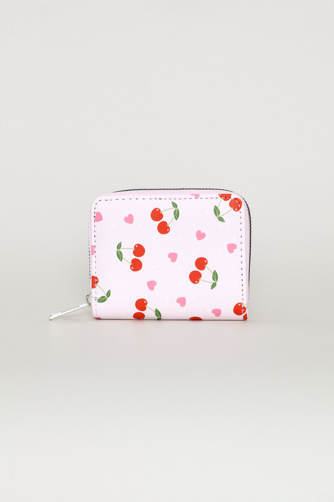 Cherry Hearts Small Zip Around Purse - Pink