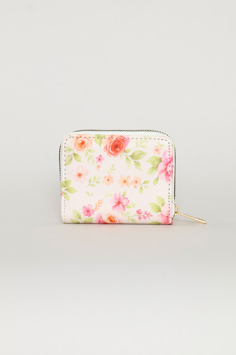 Soft Floral Small Zip Around Purse - Multi