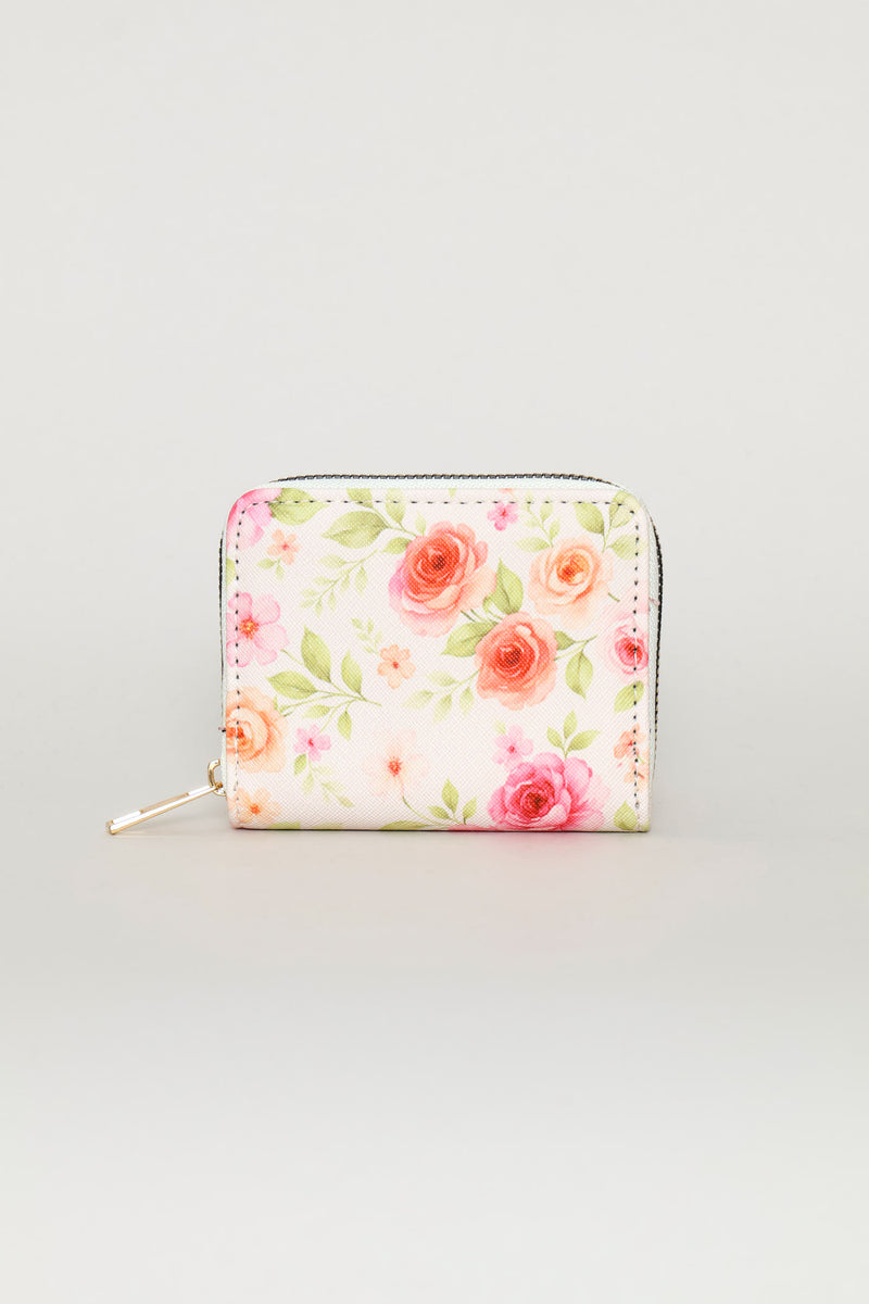 Soft Floral Small Zip Around Purse - Multi