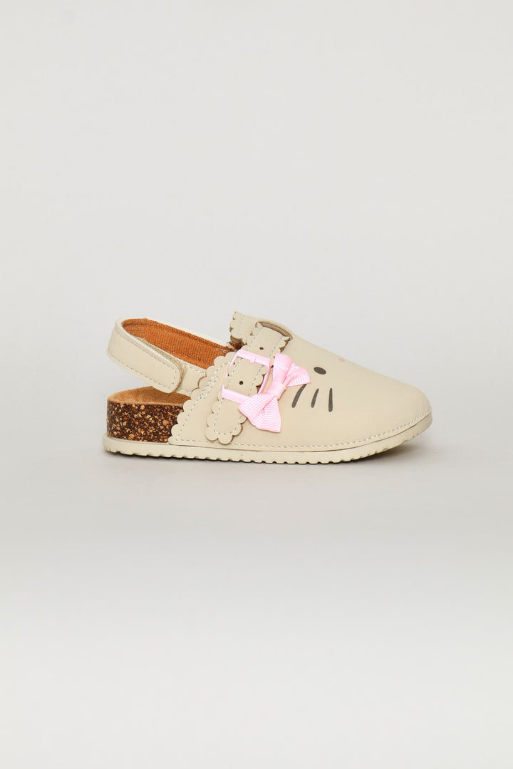 Baby Girls Bow Kitty Clog - Taupe