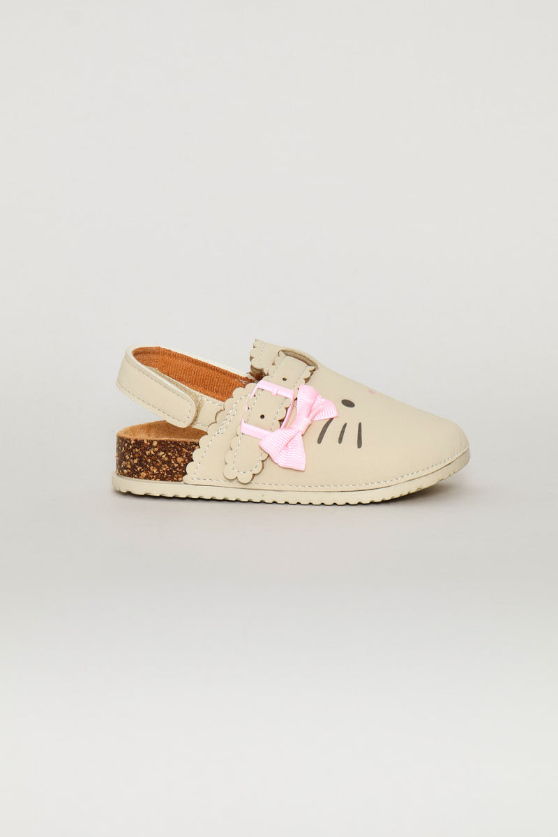 Baby Girls Bow Kitty Clog - Taupe