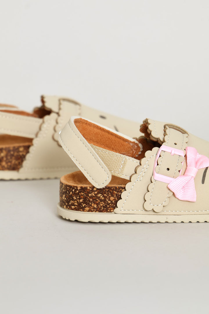 Baby Girls Bow Kitty Clog - Taupe