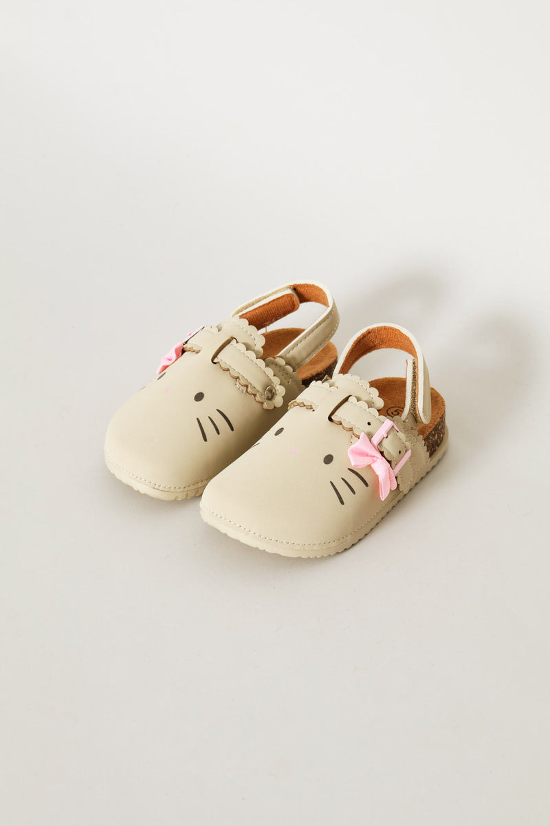 Baby Girls Bow Kitty Clog - Taupe