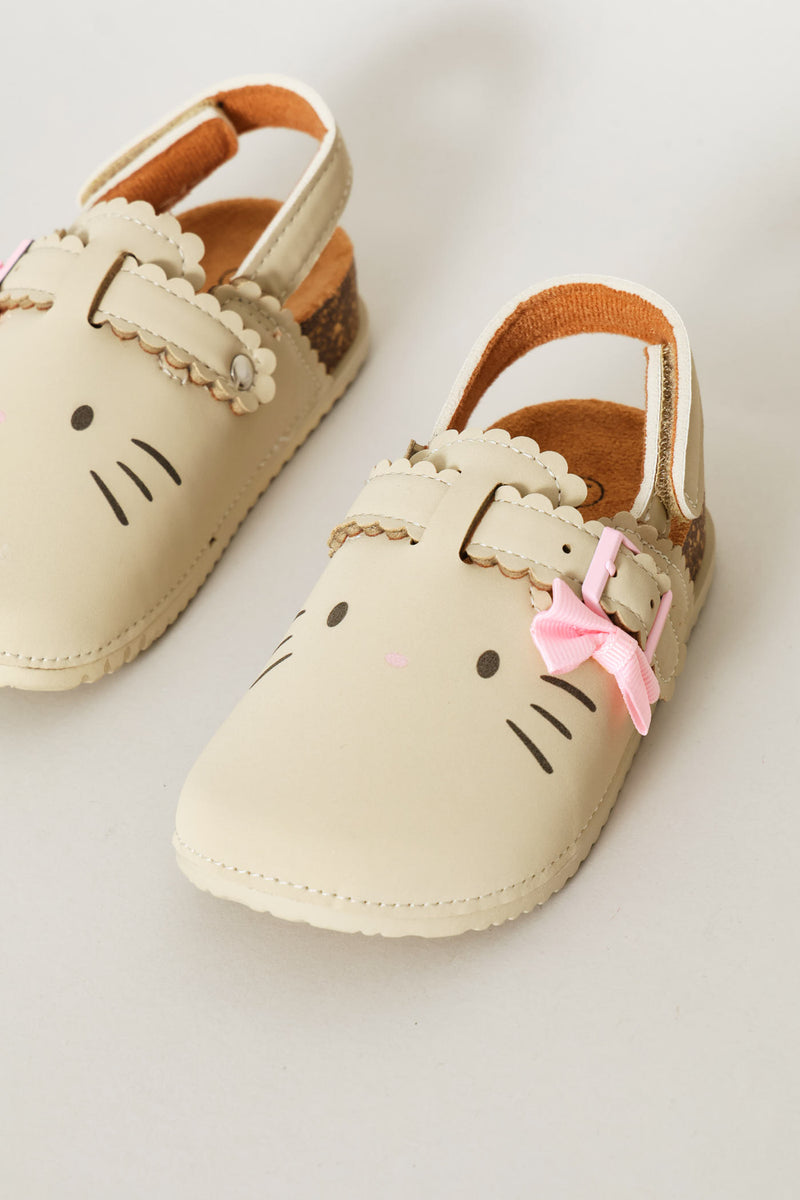 Baby Girls Bow Kitty Clog - Taupe