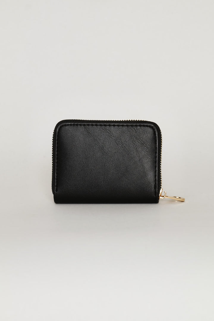 Gold Hardware Zip Around Purse - Black