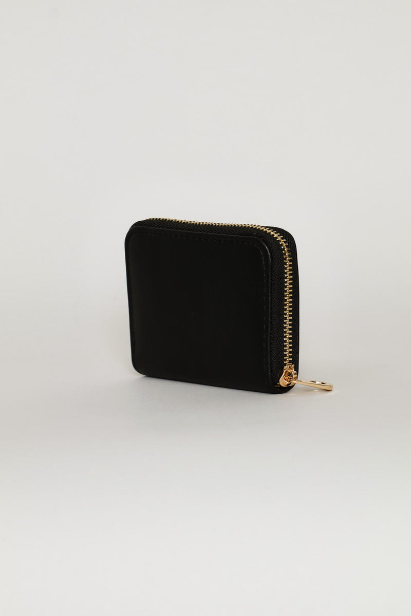 Gold Hardware Zip Around Purse - Black