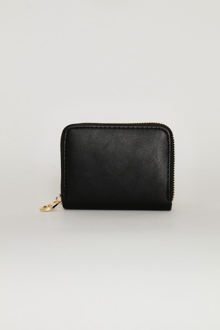 Gold Hardware Zip Around Purse - Black