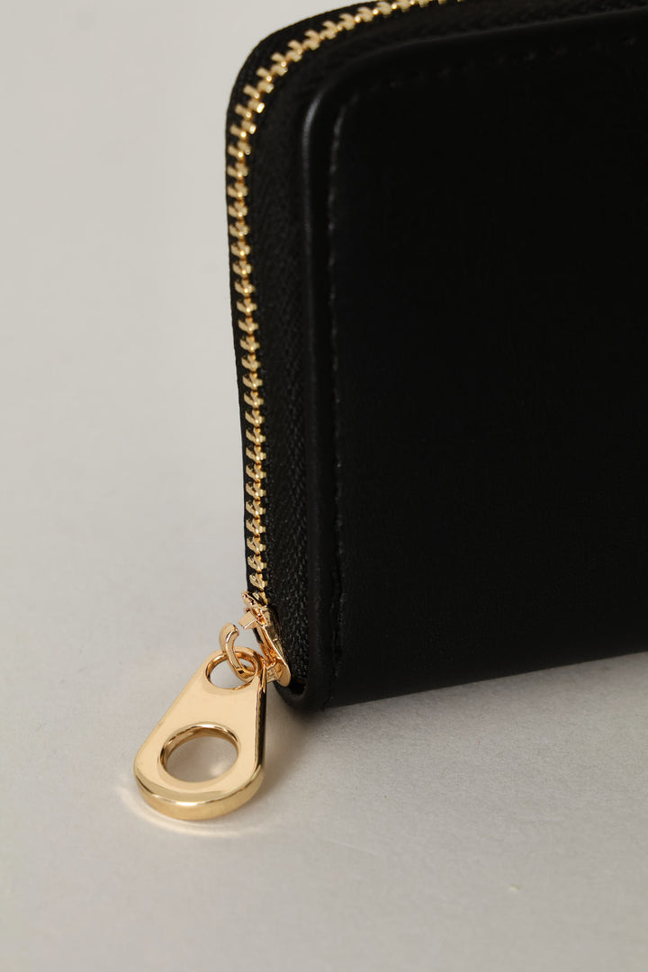 Gold Hardware Zip Around Purse - Black
