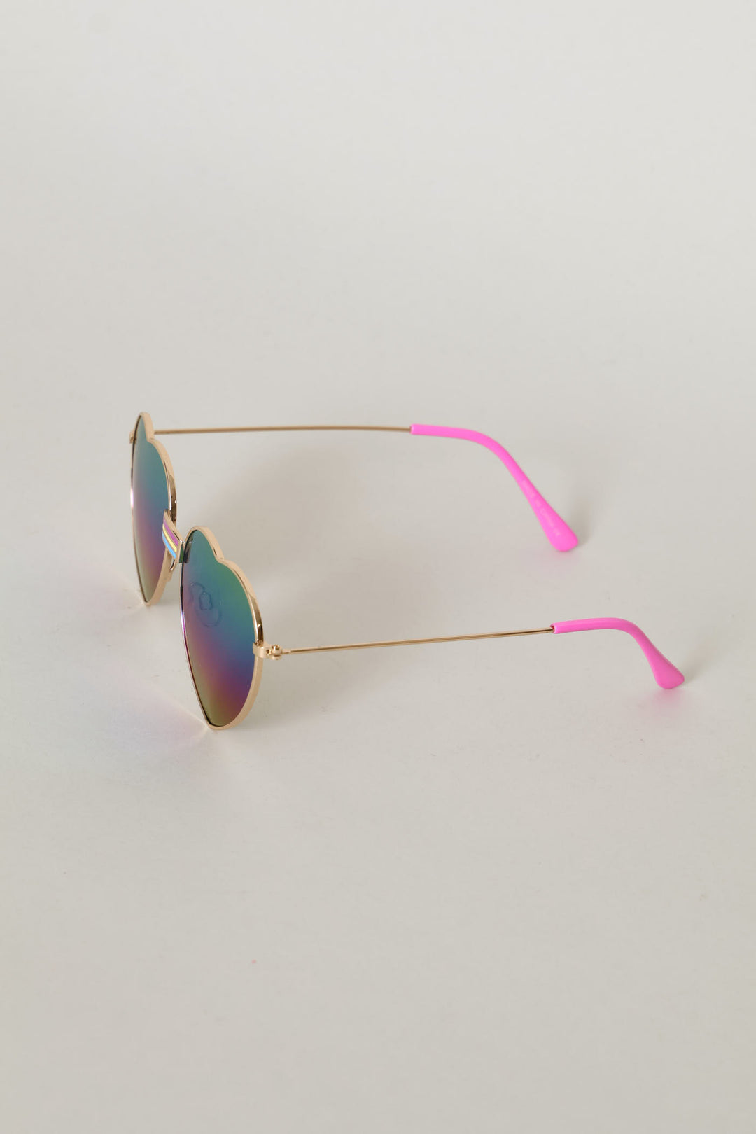 Pre-Girls Metal Heart Aviator Sunnies - Pink