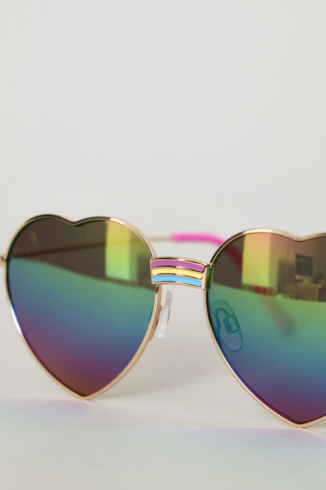 Pre-Girls Metal Heart Aviator Sunnies - Pink