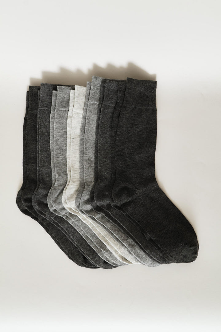 7 Pack Anklet Socks - Grey Melange