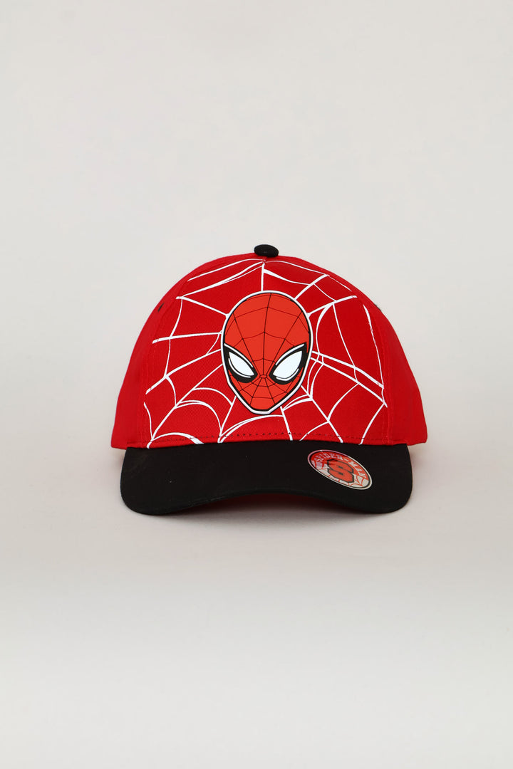 Pre-Boys Spiderman Peak Cap - Red