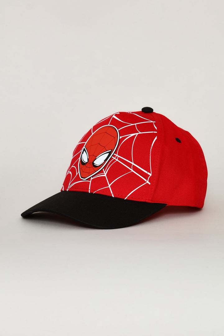 Pre-Boys Spiderman Peak Cap - Red