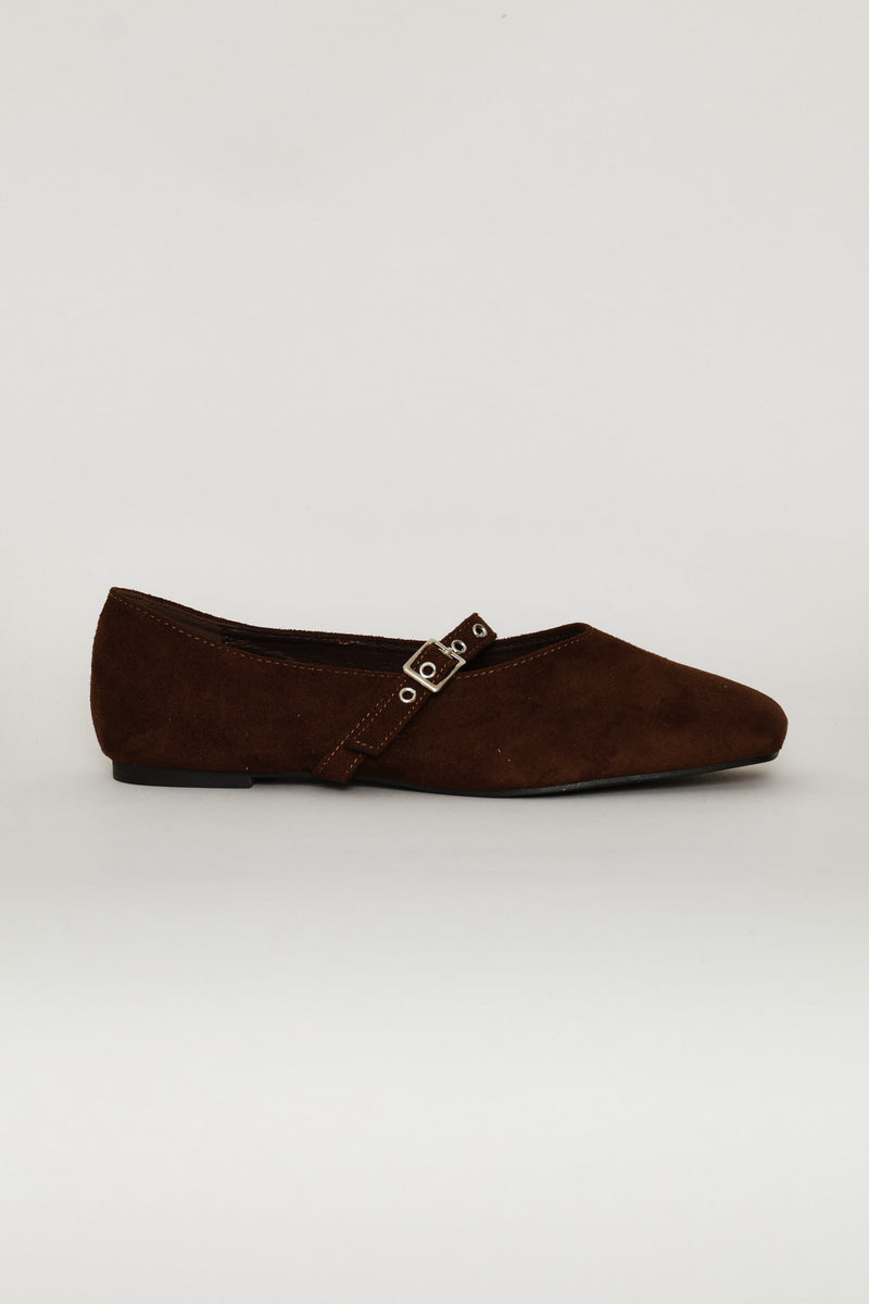 V-Cut Square Mary Jane Pump - Chocolate
