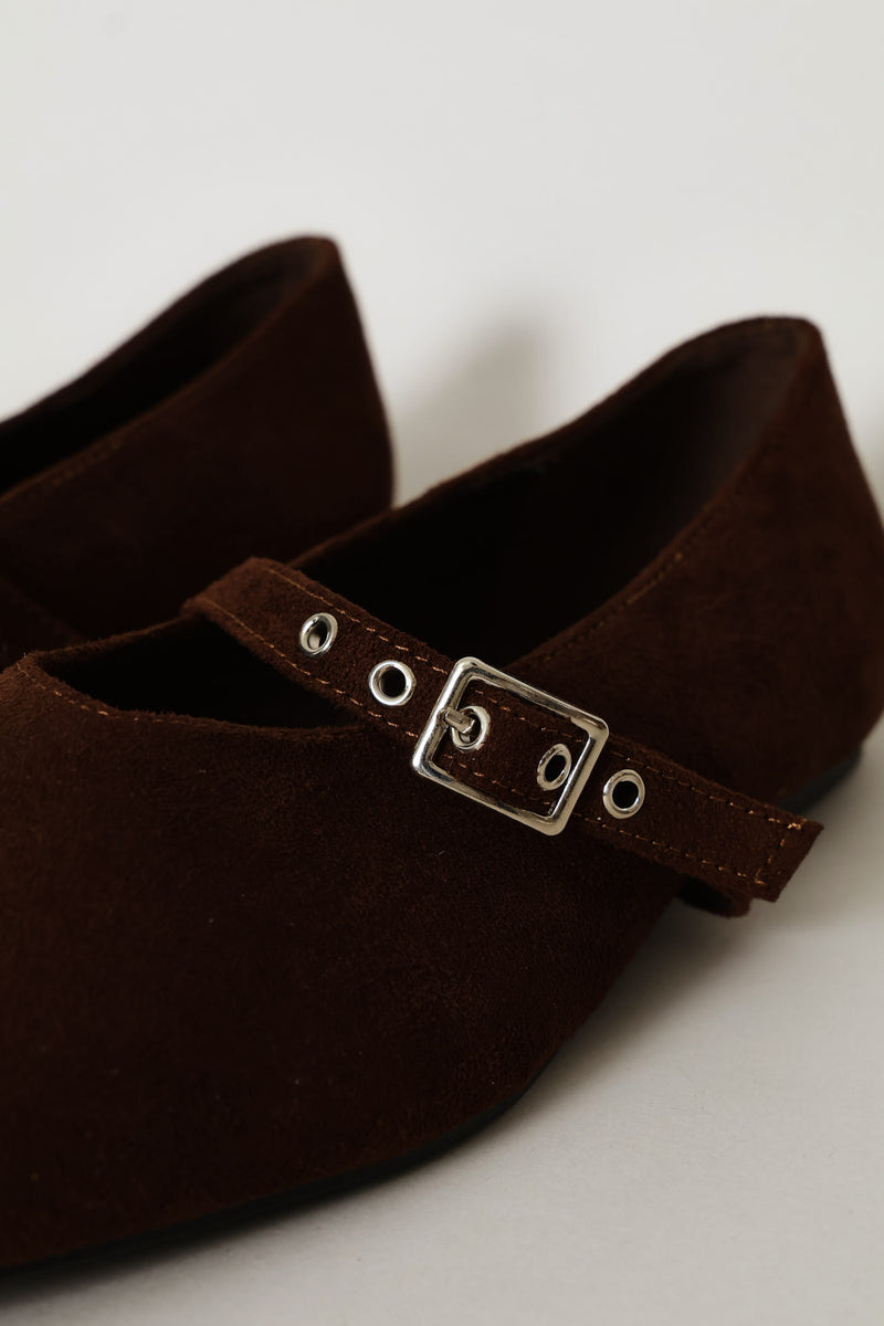 V-Cut Square Mary Jane Pump - Chocolate
