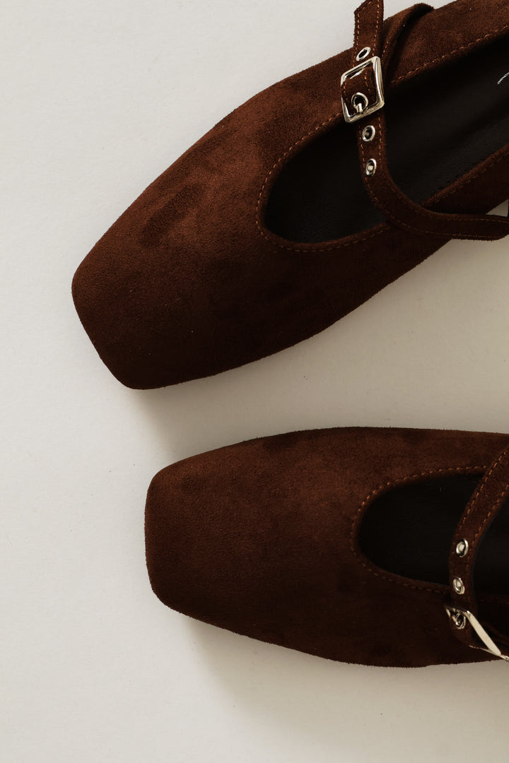 V-Cut Square Mary Jane Pump - Chocolate