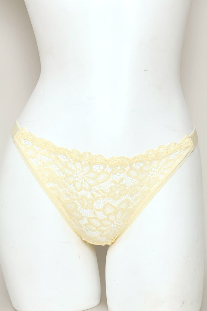 3 Pack Lace Tanga Brazilian Panties - Blue/White/Yellow