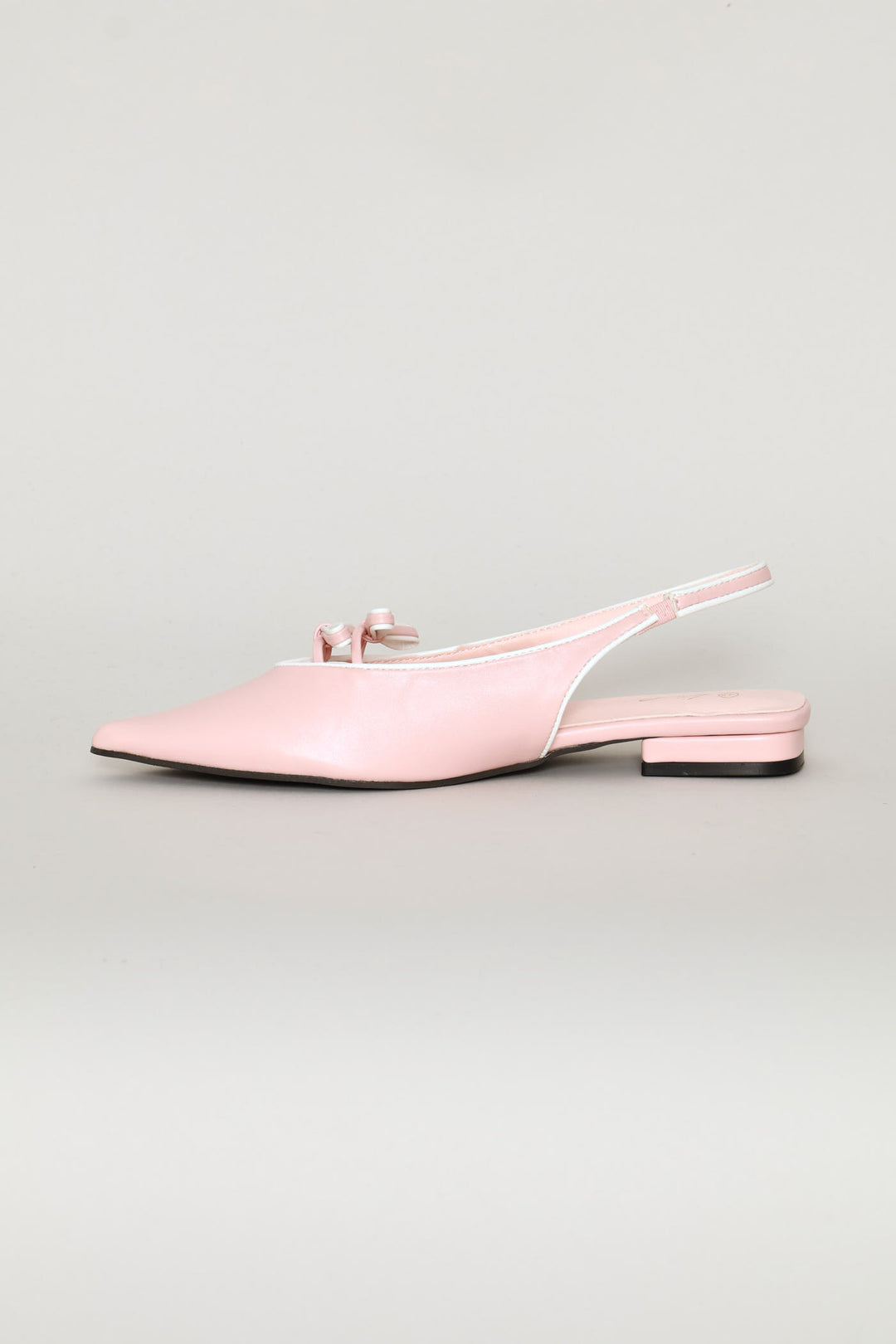 Bow Detail Contrast Piping Slingback - Pink