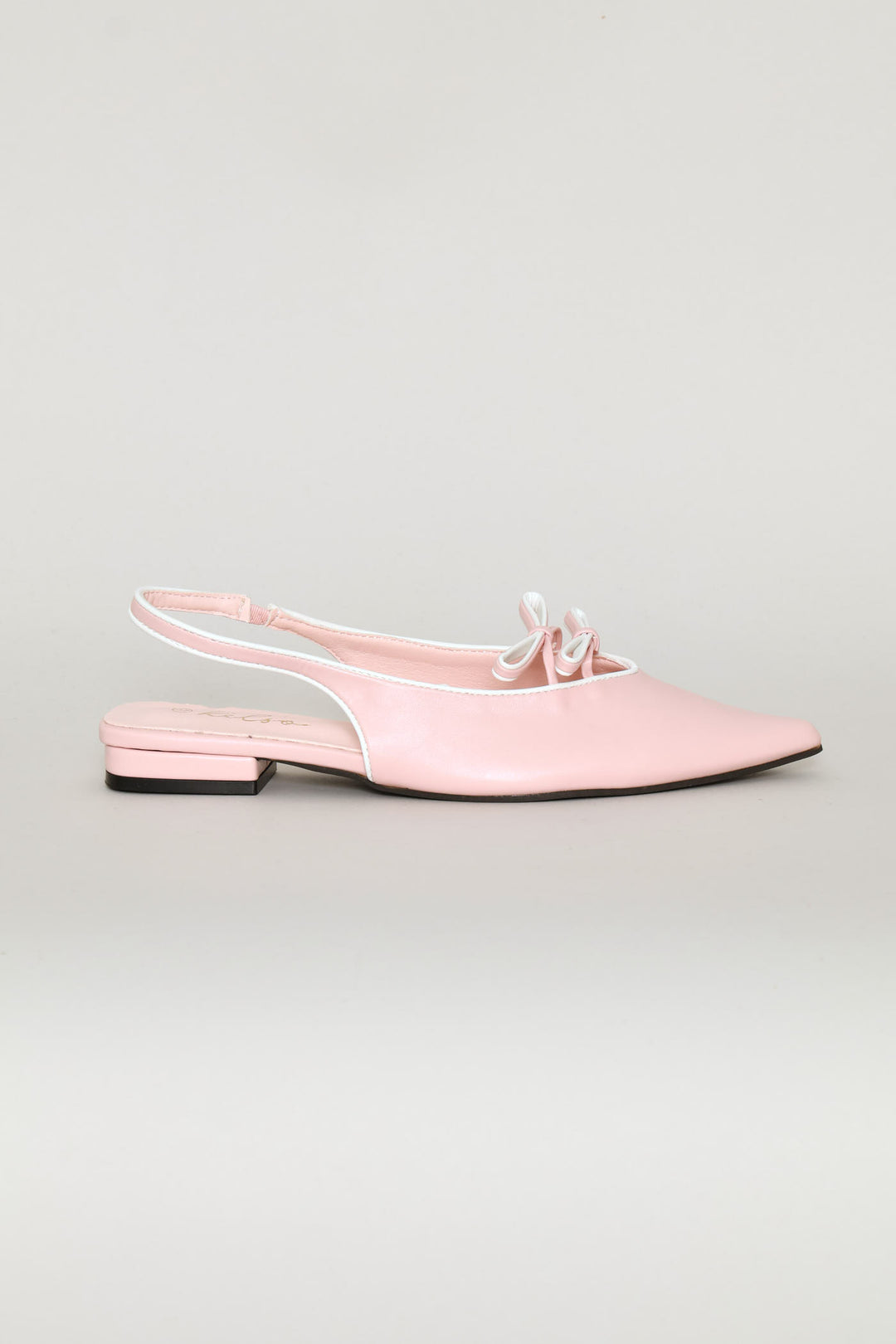 Bow Detail Contrast Piping Slingback - Pink