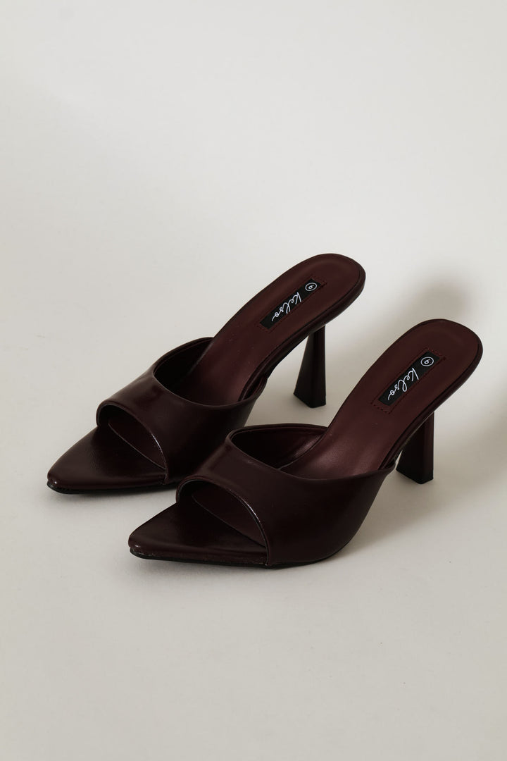 Pointed Toe Stiletto Mule Heel - Burgundy