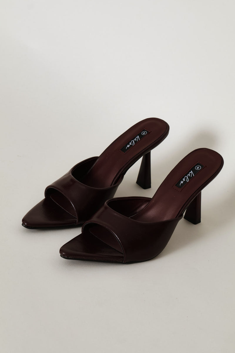 Pointed Toe Stiletto Mule Heel - Burgundy