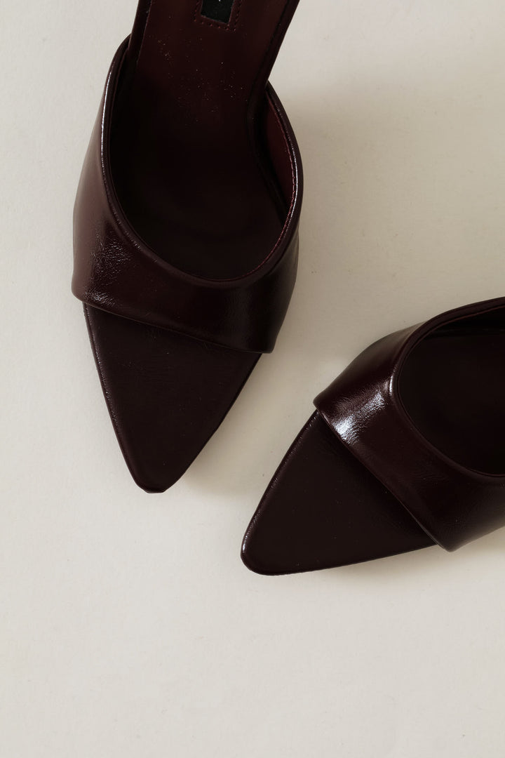 Pointed Toe Stiletto Mule Heel - Burgundy