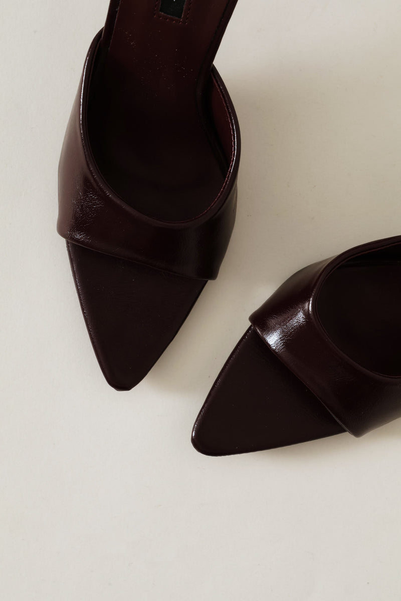 Pointed Toe Stiletto Mule Heel - Burgundy