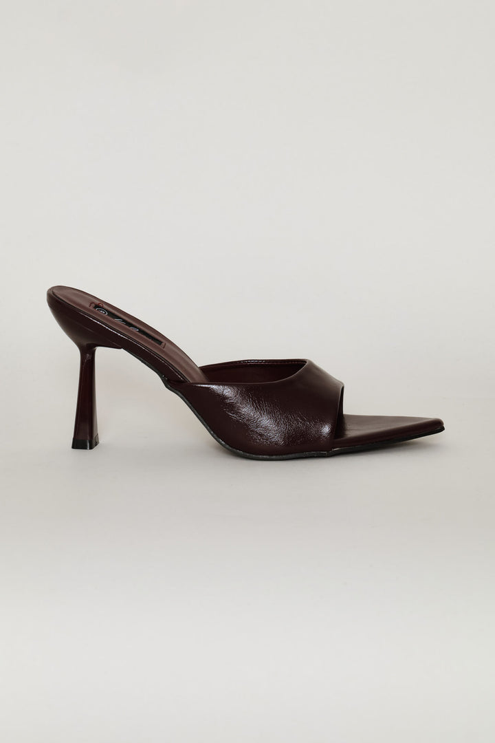Pointed Toe Stiletto Mule Heel - Burgundy