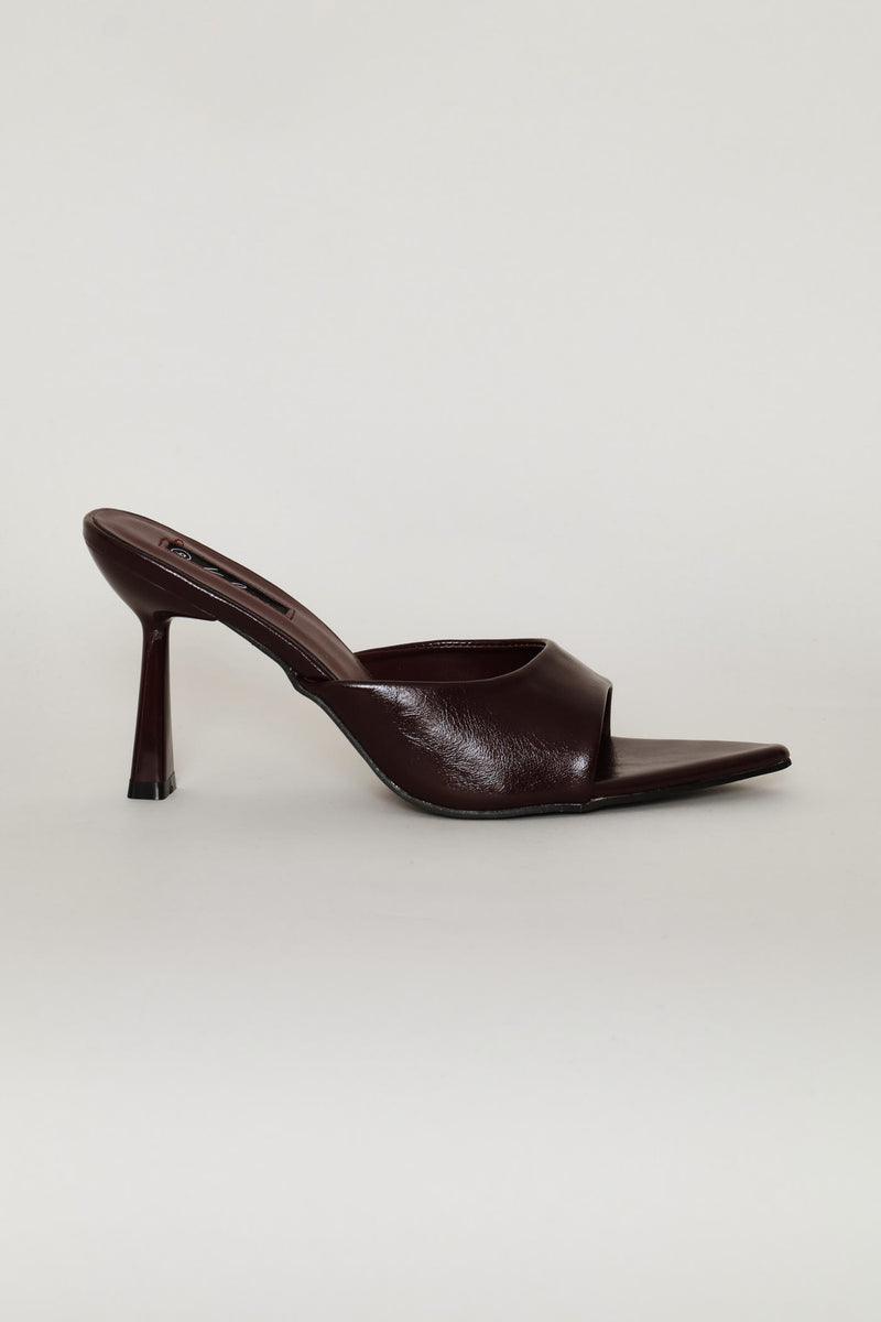Pointed Toe Stiletto Mule Heel - Burgundy