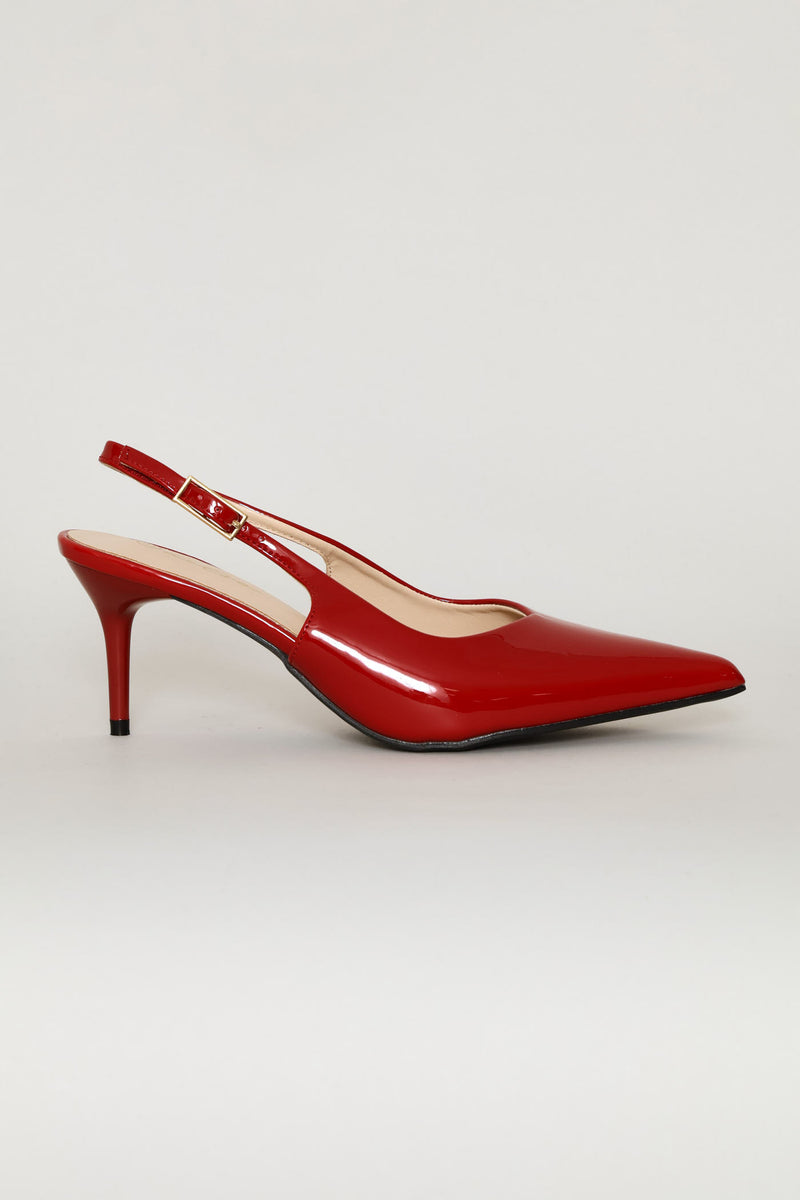 Patent V-Cut Slingback Heel - Red